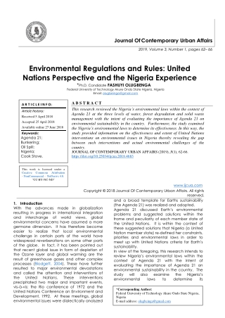 Environmental Regulations and Rules: United Nations Perspective and the Nigeria Experience