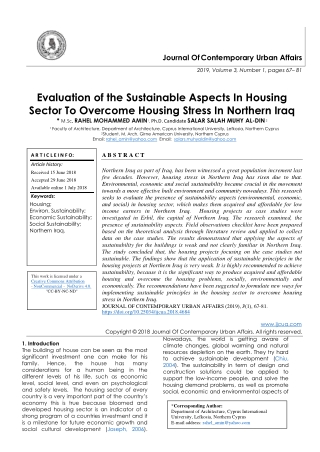 Evaluation of the Sustainable Aspects In Housing Sector To Overcome Housing Stress In Northern Iraq