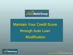 Credit Score & Auto Loan Modification