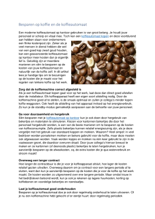 Besparen op koffie en de koffieautomaat