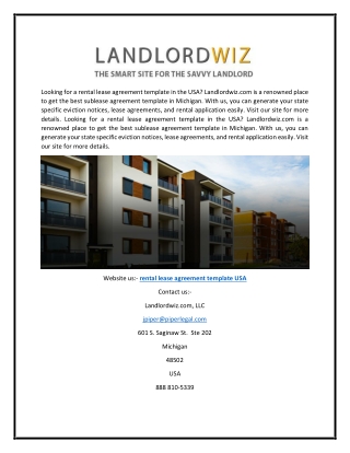 Rental Lease Agreement Template USA | Landlordwiz.com