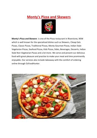 Monty's Pizza and Skewers Riverstone Menu, NSW – 5% off