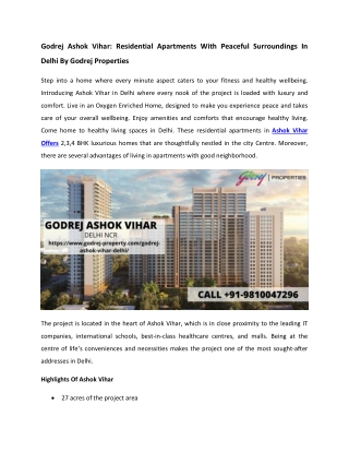 Godrej Ashok Vihar Upcoming Township In Delhi