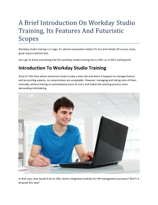 A Brief Introduction On Workday Studio Training, Its Features And Futuristic Scopes