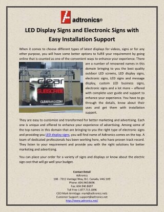 LED Display Signs and Electronic Signs with Easy Installation Support