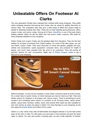Unbeatable Offers On Footwear At Clarks