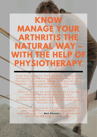 Manage Your Arthritis the Natural Way – With the Help of Physiotherapy