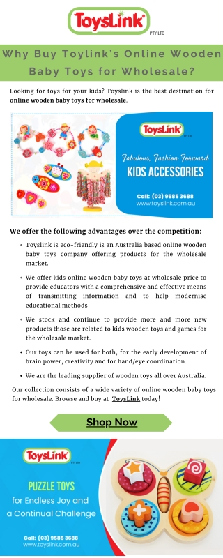 Why Buy Toylink’s Online Wooden Baby Toys for Wholesale?