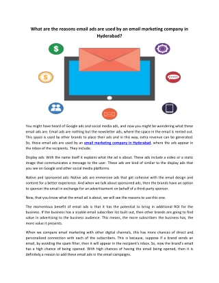 What are the reasons email ads are used by an email marketing company in Hyderabad?