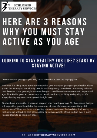 Here are 3 Reasons Why You Must Stay Active as You Age