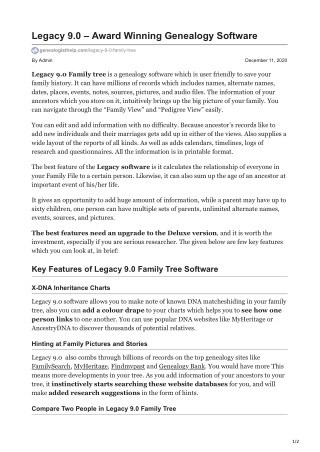 Legacy 9.0 – Award Winning Genealogy Software