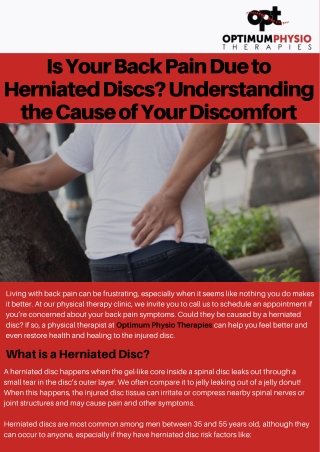 Is Your Back Pain Due to Herniated Discs? Understanding the Cause of Your Discomfort