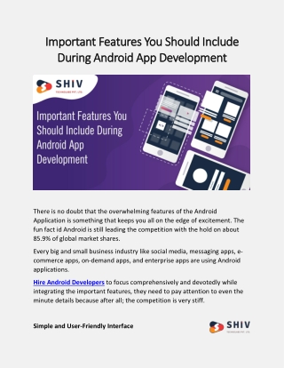 Important Features You Should Include During Android App Development