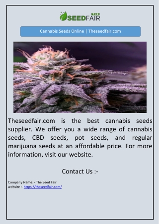 Cannabis Seeds Online | Theseedfair.com