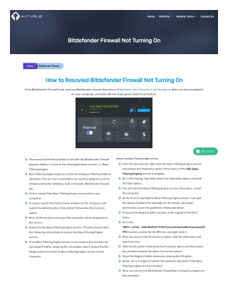 Solved: Bitdefender Firewall Not Turning On