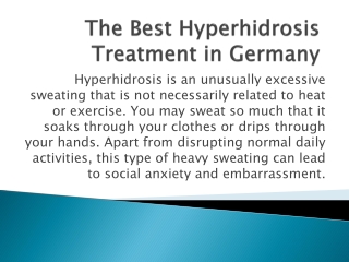 The Best Hyperhidrosis Treatment in Germany