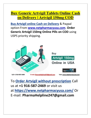 Buy Generic Artvigil Tablets Online Cash on Delivery | Artvigil 150mg COD
