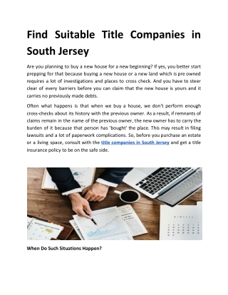 Find Suitable Title Companies in South Jersey