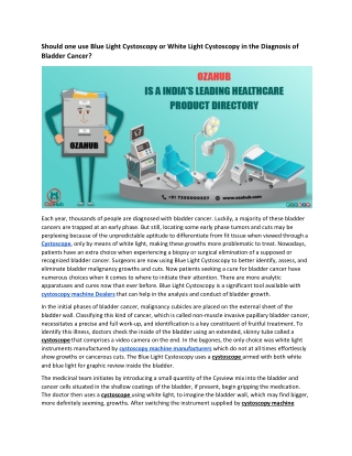 Should one use Blue Light Cystoscopy or White Light Cystoscopy in the Diagnosis of Bladder Cancer?