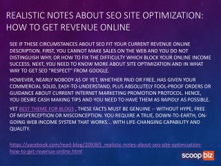 Realistic Notes about SEO Site Optimization: How to Get Revenue Online