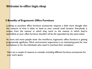 5 Benefits of Ergonomic Office Furniture
