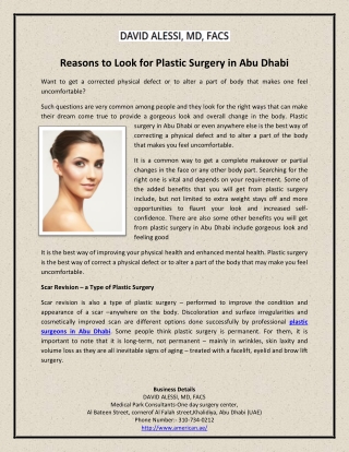 Reasons to Look for Plastic Surgery in Abu Dhabi