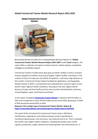 Global Commercial Toaster Market Research Report 2021-2025