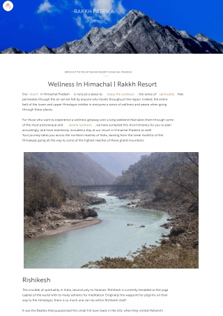 Wellness In Himachal | Rakkh Resort