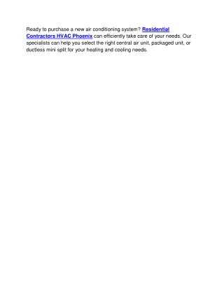 Residential Contractors HVAC Phoenix