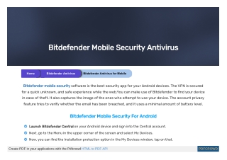 Bitdefender Mobile Security | Get Quick Protection Guide