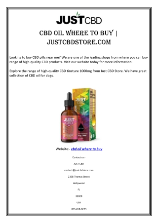 CBD Oil Where To Buy | Justcbdstore.com