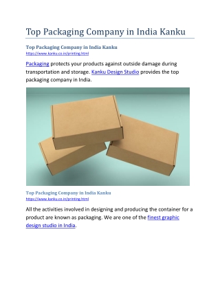 Top Packaging Company in India Kanku