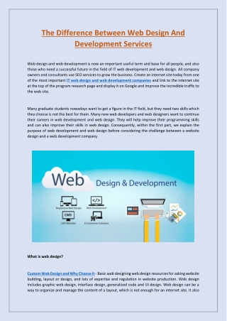 The Difference Between Web Design And Development Services