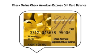 Check Online Check American Express Gift Card Balance