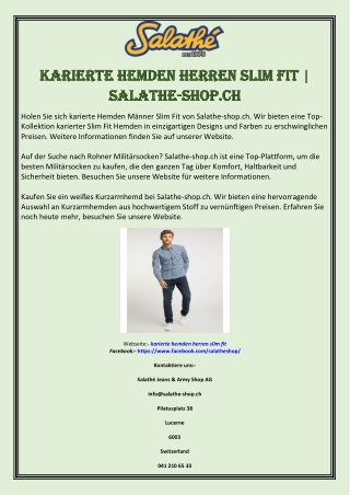 karierte Hemden Herren slim fit | Salathe-shop.ch