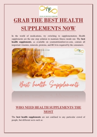 GRAB THE BEST HEALTH SUPPLEMENTS NOW