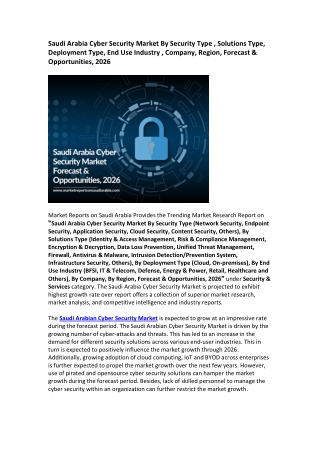 Saudi Arabia Cyber Security Market Competition, Forecast & Opportunities 2026