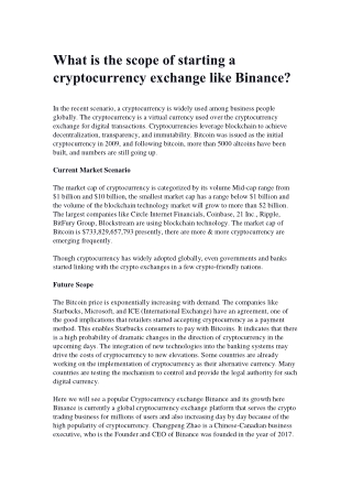What is the scope of starting a cryptocurrency exchange like Binance?
