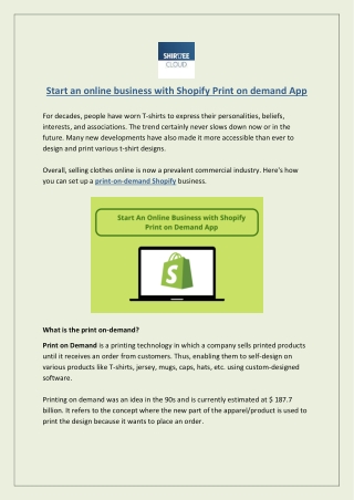 Start an online business with Shopify Print on demand App