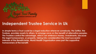 Independent Trustee Service in Uk