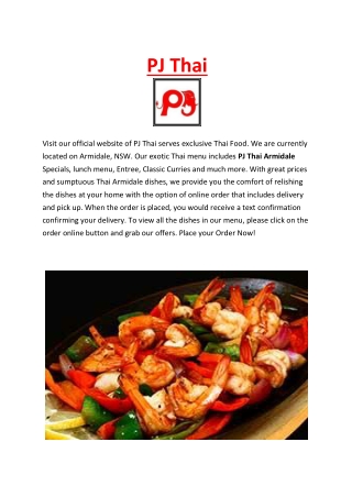 PJ Thai Armidale Restaurant Menu, NSW – 5% Off