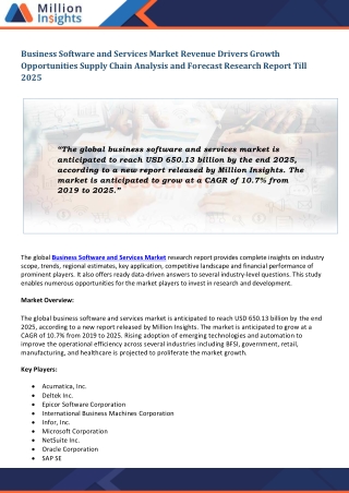 Business Software and Services Market Key Business Development Strategies