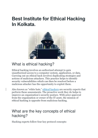 Best Institute for Ethical Hacking In Kolkata.