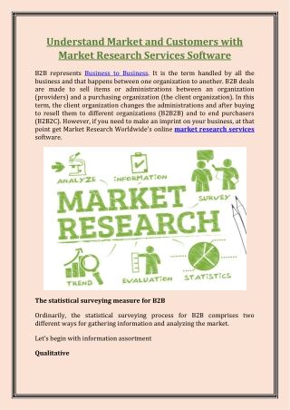 Understand Market and Customers with Market Research Services Software – Market Research Worldwide