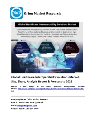 Global Healthcare Interoperability Solutions Market Trends, Size, Competitive Analysis and Forecast 2019-2025