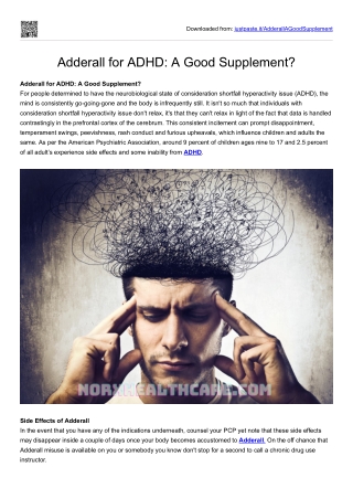 Adderall for ADHD: A Good Supplement