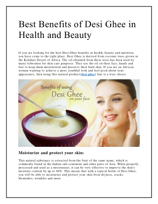 Best Benefits of Desi Ghee in Health and Beauty