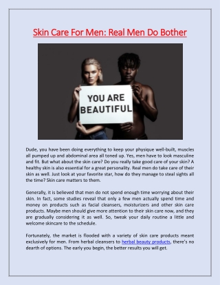 Skin Care For Men: Real Men Do Bother