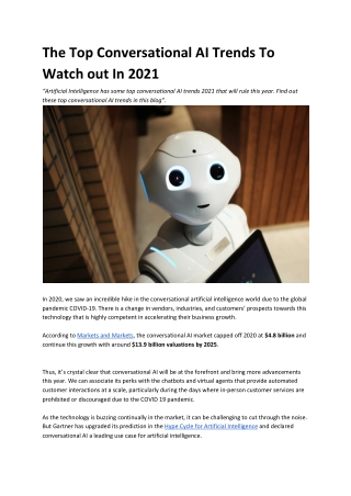 The Top Conversational AI Trends To Watch out In 2021