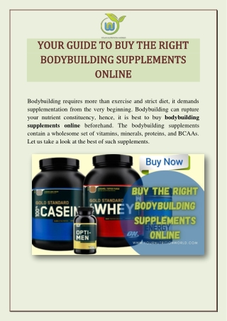 YOUR GUIDE TO BUY THE RIGHT BODYBUILDING SUPPLEMENTS ONLINE